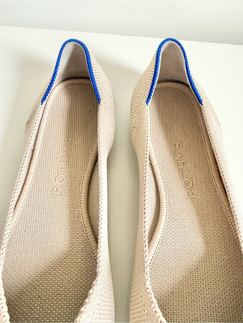 Rothy's The Point OG Flats Ecru Tortoiseshell Sole Neutral Washable Knit Shoes 8